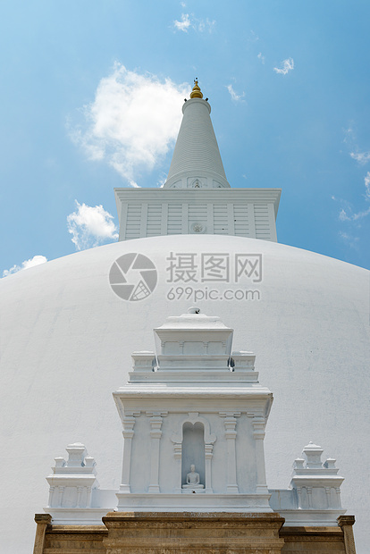 斯里兰卡白神圣的Stupa地标历史佛塔雕塑宝塔艺术信仰蓝色旅行宗教图片