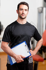 个人训练员健康教练运动员训练讲师肌肉健身房工人男人运动装图片