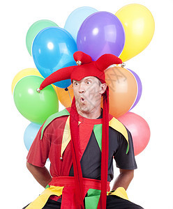 带气球的小丑衣服傻子恶作剧喜剧卡通片红色戏服喜剧演员乐趣帽子图片