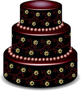 巧克力蛋糕风格派对插图奶油装饰品庆典甜点巧克力蛋糕绘画图片