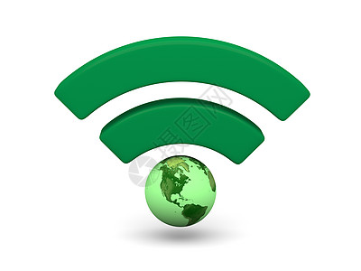 绿色无线Fi符号互联网行星网络上网网吧热点插图白色背景图片