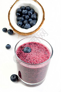 蓝莓冰雪玻璃奶油茶点水果营养薄荷早餐果汁浆果食物图片