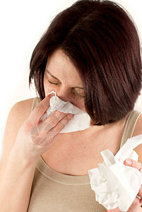 妇女打喷嚏季节工作室流感女孩手帕纸巾女士花粉哮喘疾病图片