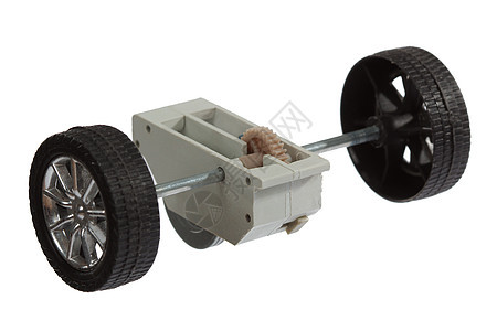 以白色背景隔离的玩具车汽车和轮机灰色齿轮金属轮子速度塑料引擎运输维修运动图片