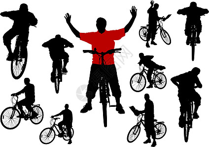 十个骑自行车的男人 矢量插图图片