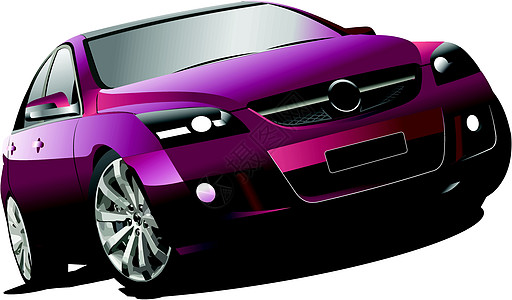 紫色车在路上 矢量插图图片