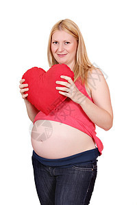 孕妇怀着大红心图片