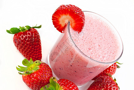 草莓冰淇淋浆果果汁奶油薄荷酸奶饮食叶子牛奶美食营养图片