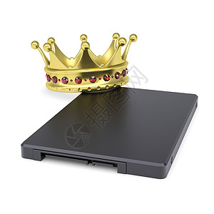 以王冠驱动的固态驱动器女王硬盘白色奢华贮存君主统治者畅销书成功红宝石图片