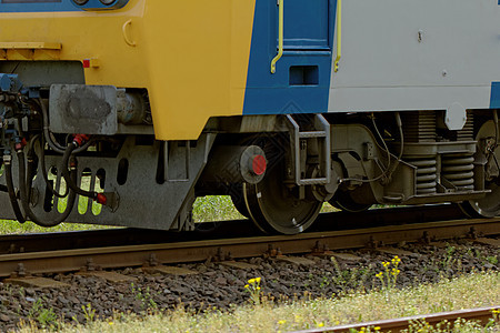 铁路火车车皮乘客过境平台工业蓝色货物引擎机车训练图片