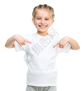 穿白色T恤衫的小女孩女性纺织品裙子孩子零售身体空白青少年店铺衬衫图片