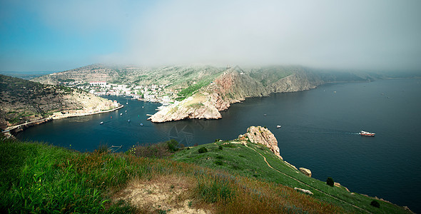 海湾视图海滩天线海洋旅游自然海岸天空城市游客景观图片