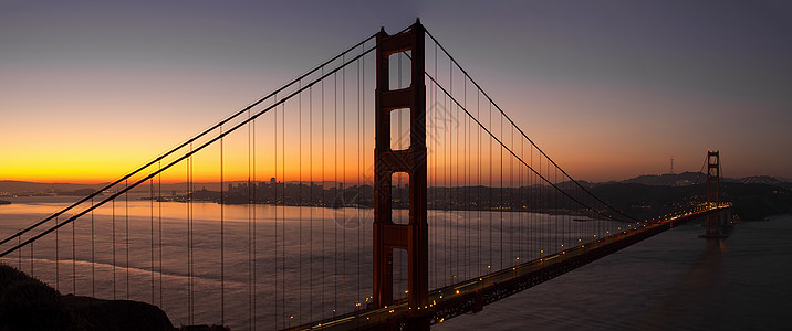 旧金山金门大桥上日出图片