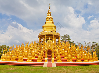 泰国500个顶级塔金子旅游艺术建筑学宗教天空祷告寺庙蓝色崇敬图片