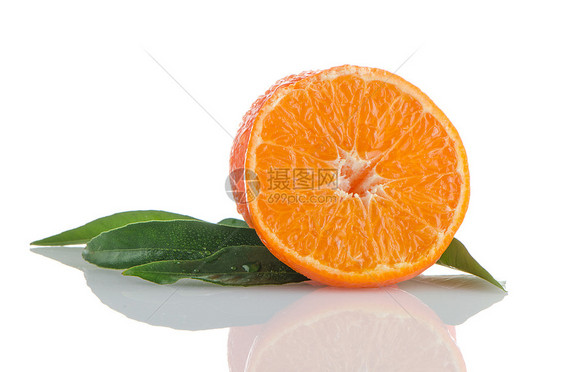 柠檬或普通话工作室宏观团体果汁甜点小吃水果橙子叶子茶点图片