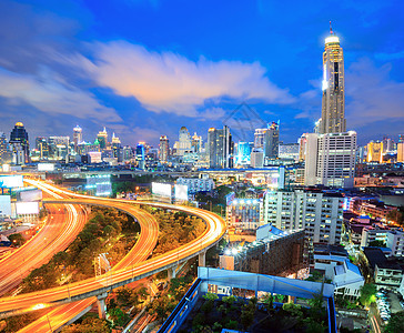 曼谷市中心公路天线首都办公室城市风景摩天大楼交通建筑建造景观图片