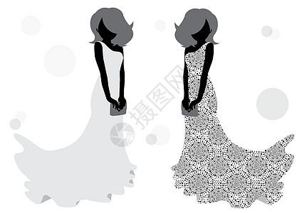 新娘的轮廓婚姻婚礼装饰品女士收藏女孩裙子背景图片