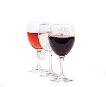一套三杯红酒酒杯玻璃收藏红色艺术白色团体插图酒精背景图片