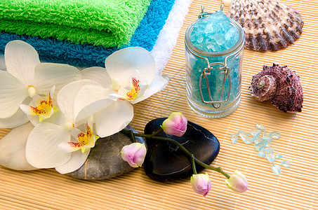 垃圾邮件概念治疗叶子花瓣毛巾石头温泉按摩纺织品冥想植物群图片