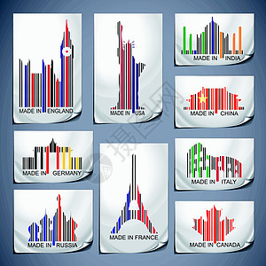 在国内制作的一套彩色条形条码贴纸图片
