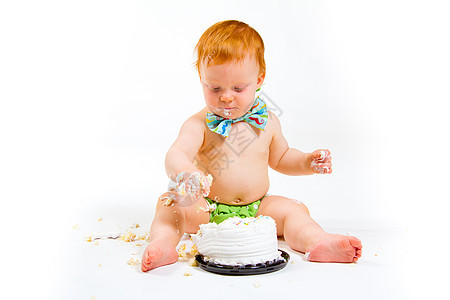 一年老蛋糕粉碎生日生日蛋糕婴儿领结儿童孩子们糖果工作室食物头发图片