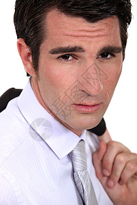 一个忧心的商务人士的肖像工作压力公司白色就业困境职业棕色眉毛眼睛图片
