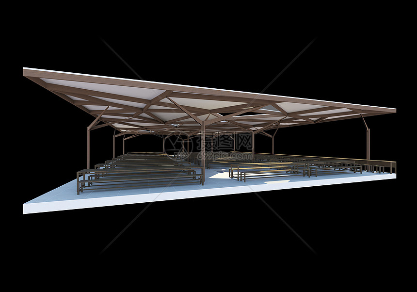 黑色背景的有机结构组织架构城市空白地面柱子建筑玻璃天空建筑学座位插图图片
