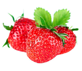 美丽的红红色新鲜的菜草莓 有叶子 白背景孤立无援饮食白色团体水果浆果美食果味工作室宏观绿色图片