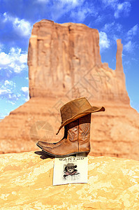 西方态度绳索牛仔自然公园干草国家靴子棕色帽子崎岖稻草图片