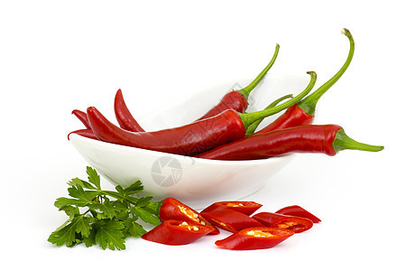 辣椒红色食物盘子香菜白色厨房蔬菜香料草本植物香肠图片