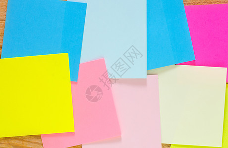 注释的颜色工作表商业公告办公室木头蓝色备忘录标签木板正方形笔记纸图片