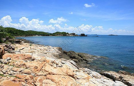 泰国沙美岛全景晴天环境天空支撑海滩海岸线反射植物叶子图片