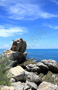 泰国沙美岛波浪冲浪海岸线阳光全景支撑晴天植物天空蓝色图片