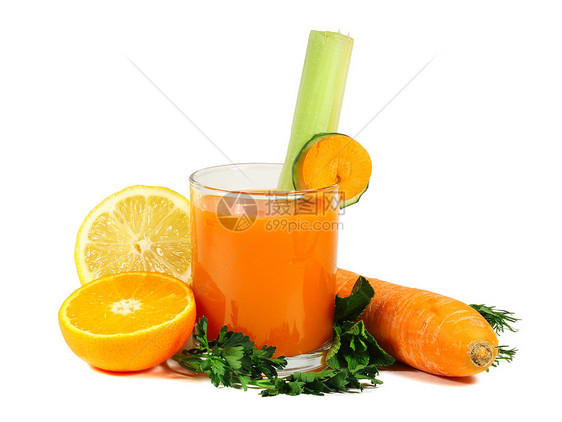 胡萝卜汁玻璃柠檬芹菜蔬菜橙子饮料饮食叶子水果营养图片