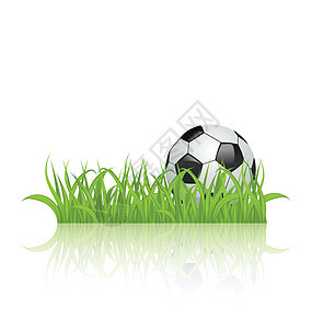 白底孤立的草地上的足球球图片