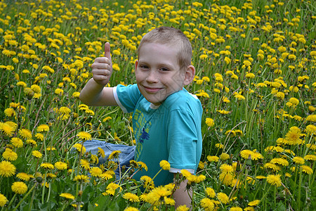 男孩在荒野中的空地上杂草植物花朵孩子年轻人草本植物男生图片