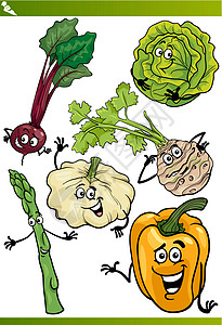 成套蔬菜漫画插图片插图食物壁球芹菜蔬菜植物饮食快乐绘画卡通片图片