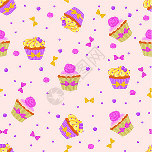 无缝小蛋糕涂鸦甜点浆果包装纸派对水果面包墙纸卡通片蛋糕图片