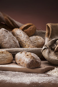 传统面包篮子包子棕色小麦食物粮食谷物团体产品白色图片