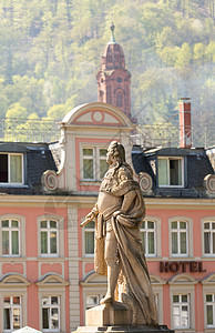 德国海德堡老城的雕像建筑学粉色景观纪念馆纪念碑历史性酒店旅行脖子山坡图片