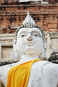 泰国Ayutthaya的佛像首都旅行世纪寺庙文化天空雕塑吸引力佛塔宗教图片