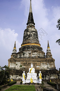 泰国Ayuthaya省寺庙佛教徒地标佛塔吸引力旅行旅游宝塔雕塑雕像首都图片