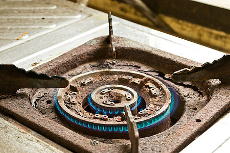 老旧煤气炉灶活力滚刀厨具房子厨房安全气体烧伤控制金属图片