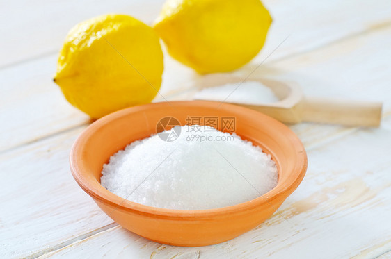 酸和柠檬防腐剂化学品勺子粉末添加剂美食物质科学水果果汁图片