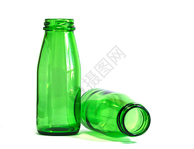 白色背景上的绿色瓶子 重点是左瓶图片