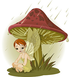 蘑菇下的仙女图片