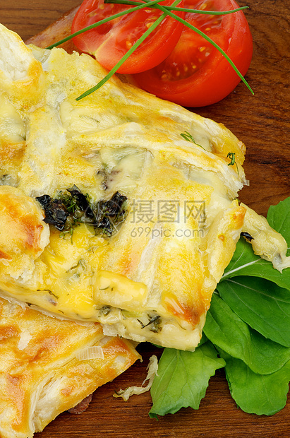 奶酪和绿色派饮食面团午餐青菜美食棕色金子馅饼黄色蔬菜图片