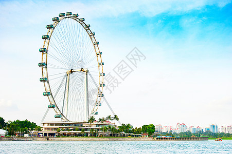 新加坡飞轮圆圈传单吸引力观光河岸旅游游客蓝色胶囊车轮图片