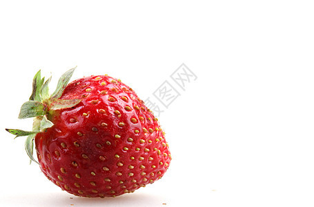 白色背景的草莓和草莓叶子早餐活力甜点味道水果红色饮食种子谷物图片