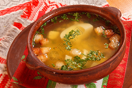 好吃的汤汤营养桌子面包蔬菜面条盘子烹饪勺子起动机土豆图片